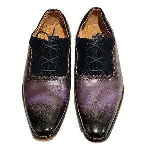 Gino Vitale Men's Lace Up Medallion Toe Dress Shoes Purple Size 13